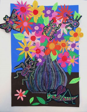 finished bug flower art